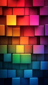 Chromatic 3D cube relief with gradient spectral lighting.