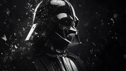 Helmeted sci fi antagonist rendered with high contrast lighting