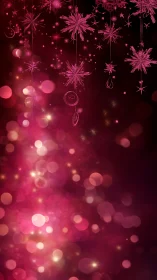 Pink hanging star ornaments over blurred bokeh field.