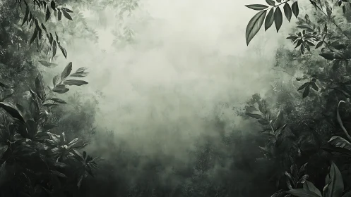 Misty Forest Foliage Study in Monochromatic Tones
