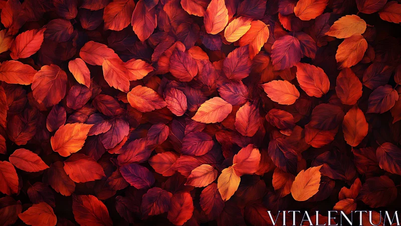 Red and orange autumn leaves forming dense surface pattern.