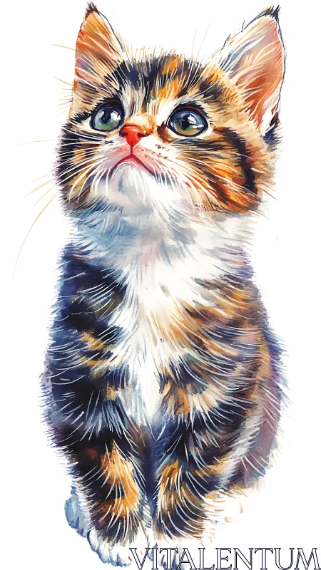 Calico Cat Portrait with Watercolor Technique