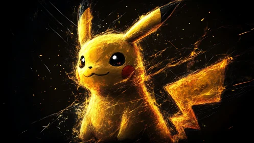 Electric glow around a playful yellow creature in motion.