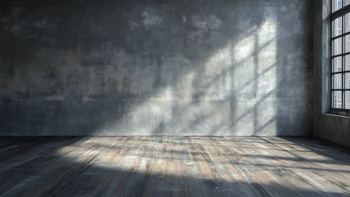 Sunlit industrial loft corner where bare walls breathe quiet.