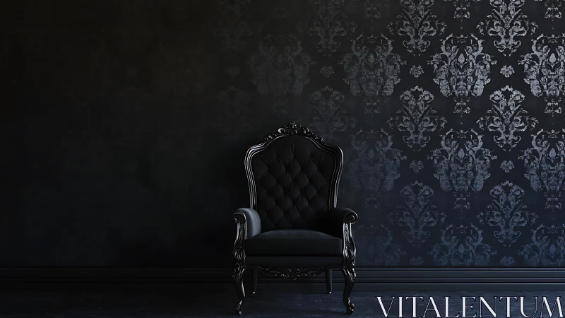 Velvet shadows crown a lone black throne in quiet luxury