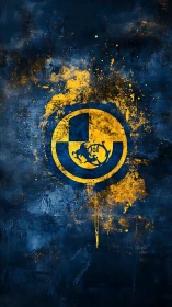 Golden Emblem Radiates Against Deep Blue Grunge.