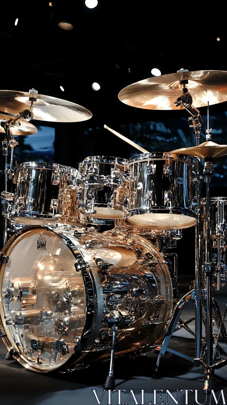 Transparent acrylic drum kit is illuminated under stage lighting