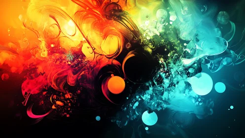 Colorful energy burst where warm fire meets cool water.