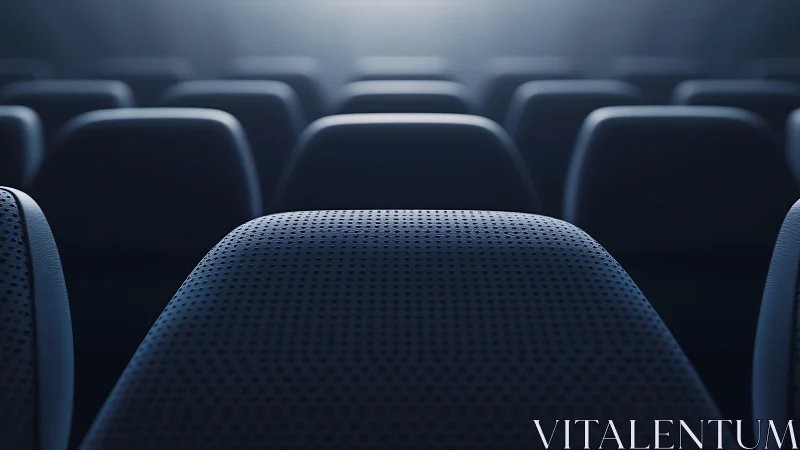 Soft-focus rows of empty theater seats in cool light.