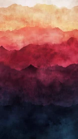 Layered abstract mountains render atmospheric chromatic depth