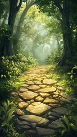 Verdant Passage: Where Ancient Timber Frames The Golden Path.