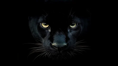 Midnight Panther: Golden Eyes Pierce the Darkness.