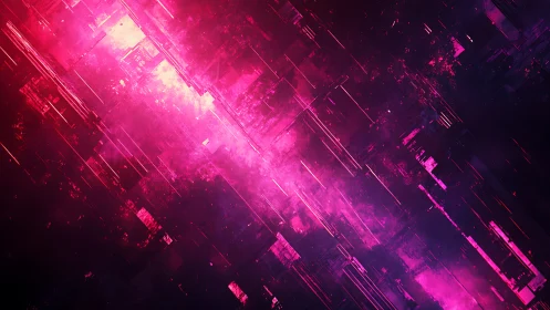 Neon magenta energy stream cuts through digital void.