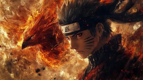 Blazing shinobi locks eyes with his roaring phoenix spirit twin