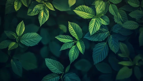 Moody botanical foliage study with selective rim lighting.