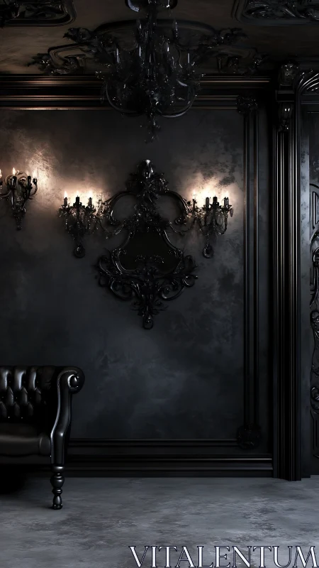 Velvet shadows and candlelit charm in a moody black salon.