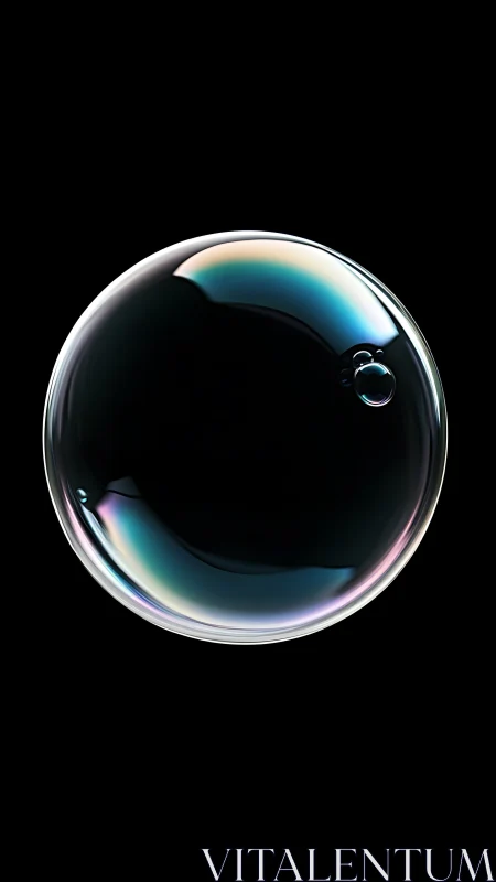 Single translucent soap bubble is isolated on dark background