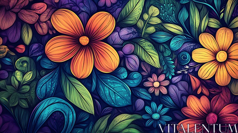 Vibrant Blooms Dance in a Jewel-Toned Garden of Wonder