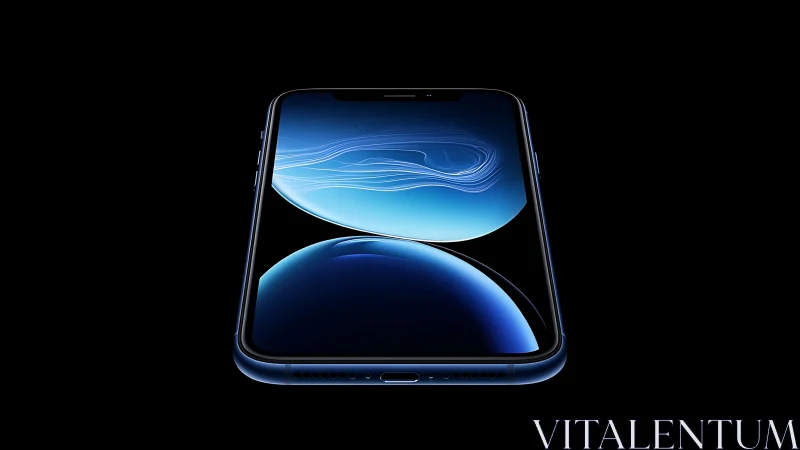 Smartphone with liquid organic display elements against dark background