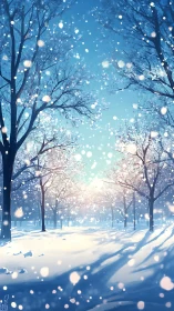 Radiant winter arbor with volumetric snowfall dynamics.