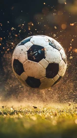 High-speed soccer ball impact with turf and airborne debris
