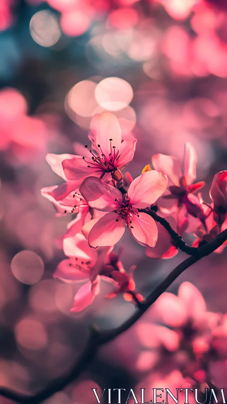 Pink Blossoms in Soft Focus Light.