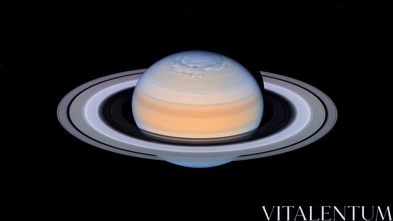 Saturnian gas-giant portrait with resolved ring stratigraphy.