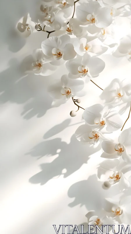 White Phalaenopsis Orchids in Natural Light.