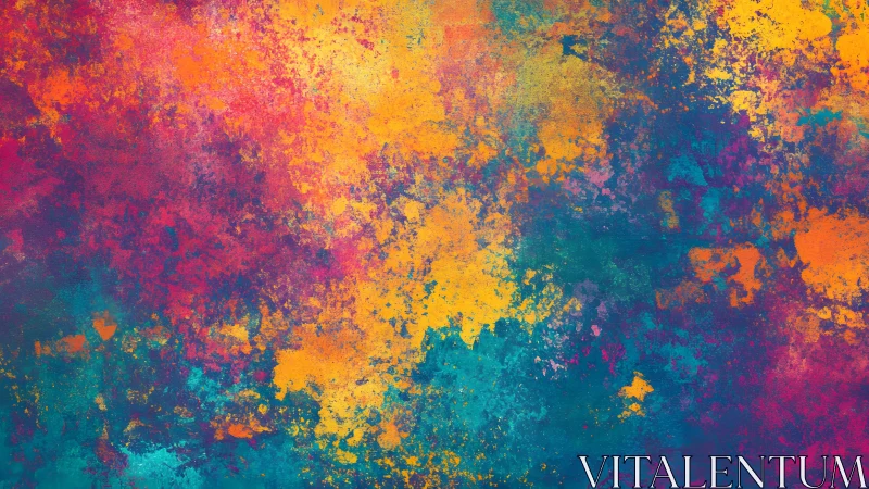 Vibrant Abstract Paint Splash Texture in Bold Warm and Cool Tones.