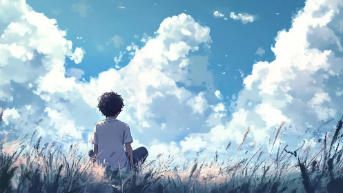 Quiet summer daydream beneath an ocean of drifting clouds.