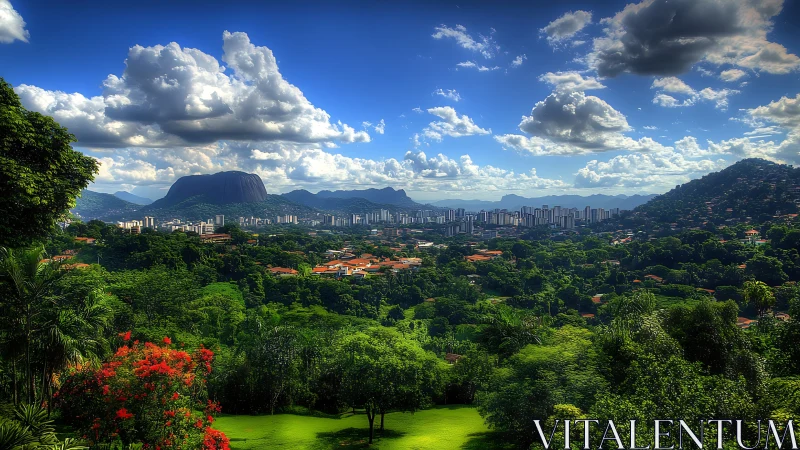 Emerald city cradle beneath cloud castles and stone giant.