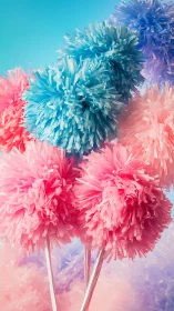 Chromatic Pom-Pom Florals: Volumetric Gradient Composition.