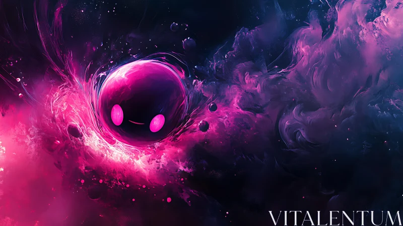 Luminescent cosmic sprite in magenta nebular vortex field