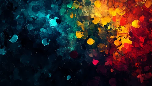 Chromatic bokeh abstraction in dense multicolor impasto field