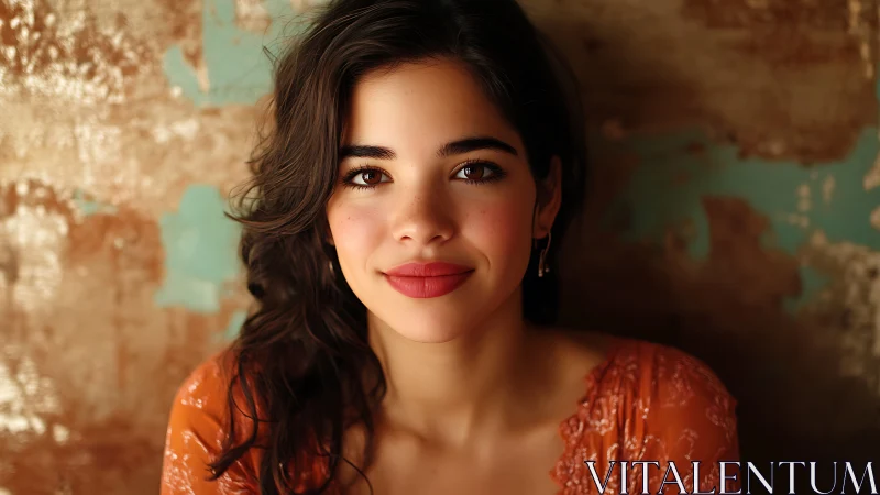 Warm cinematic portrait with shallow depth and textured bokeh