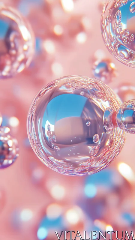 3D pastel glass spheres with soft bokeh depth of field.