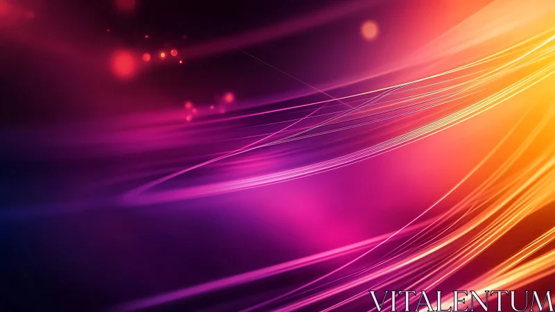 Neon light trails curve across vibrant magenta and orange field