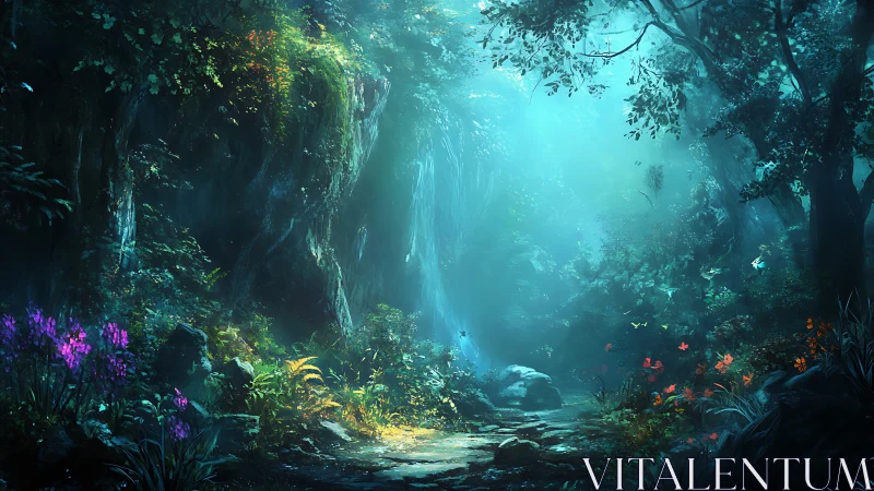 Enchanted Underground Grotto with Waterfall.