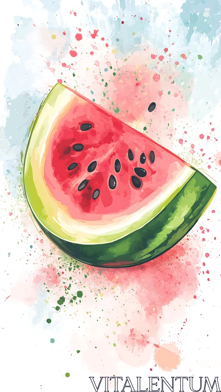 Watermelon slice illustration uses loose watercolor effects