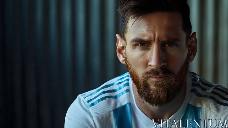 Steely gaze carves quiet intensity into striped silence