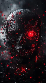 Nightborn skull glows with fierce red energy in dark storm