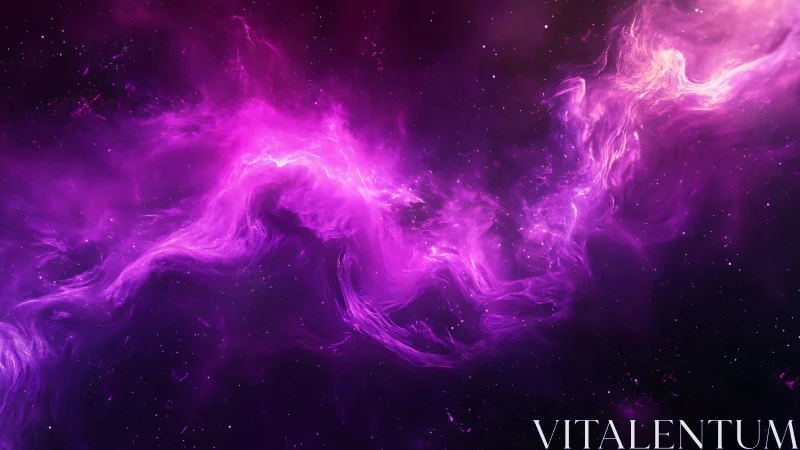 Glowing purple nebula swirling softly through starry space.