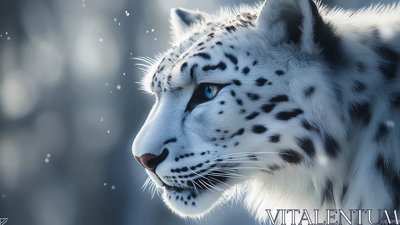 Snow Leopard's Piercing Blue Gaze Commands the Frozen Realm