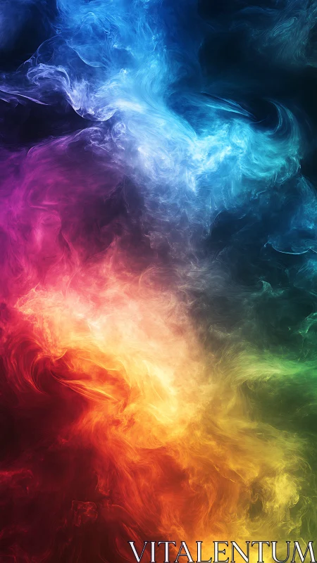 Multicolored turbulent nebula-like gradient fills vertical frame