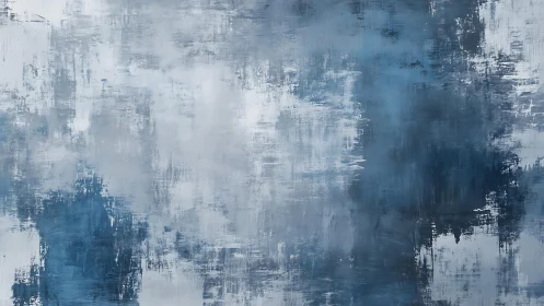 Abstract blue and gray textured painting with modern minimalist style.