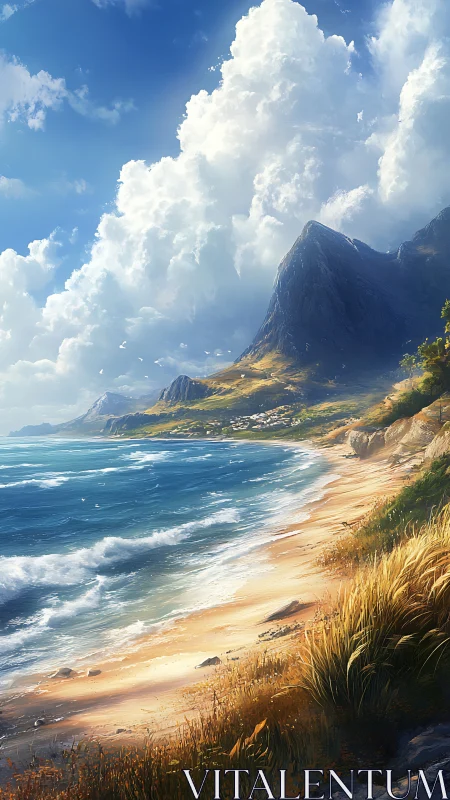 Dramatic Coastal Headland with Stratocumulus Cloud Formations.