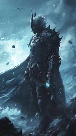 Stormforged knight stands over a shattered, moonlit battlefield.