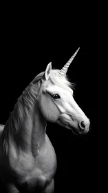 Moonlit unicorn pauses mid-myth, carved from silver light