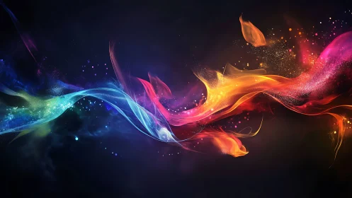 Spectral fluid dynamics of luminous multicolor energy ribbons.