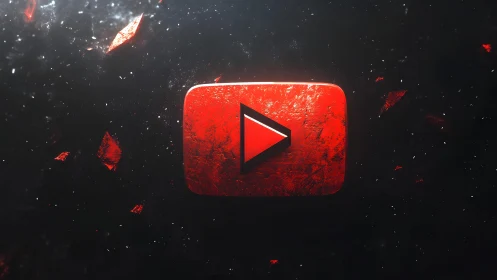 Grungy YouTube Play Button Digital Art with Dark Abstract Theme.